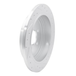Lincoln Town Car Brake Rotor (1) - Rear Left - R1 Concepts - Drilled & Slotted - Silver - `03-`11